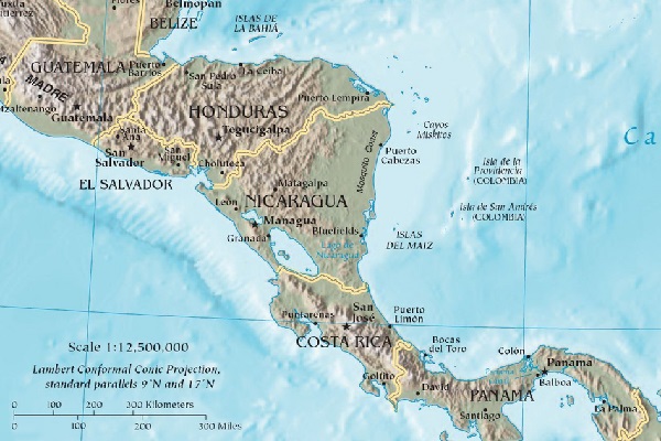 Map Central America, CIA, 2011
